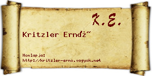Kritzler Ernő névjegykártya